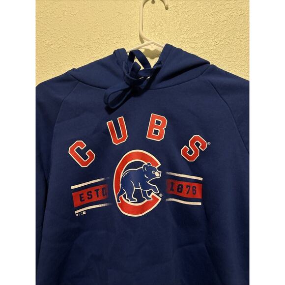 FANATICS CHICAGO CUBS BASEBALL MLB HOODED SWEATSHIRT Women’s Blue Medium - Picture 2 of 10